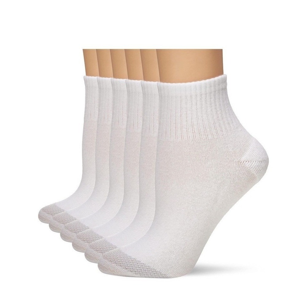 Hanes Cushion Ankle Socks Women 8-12 White New 6 Pack C439